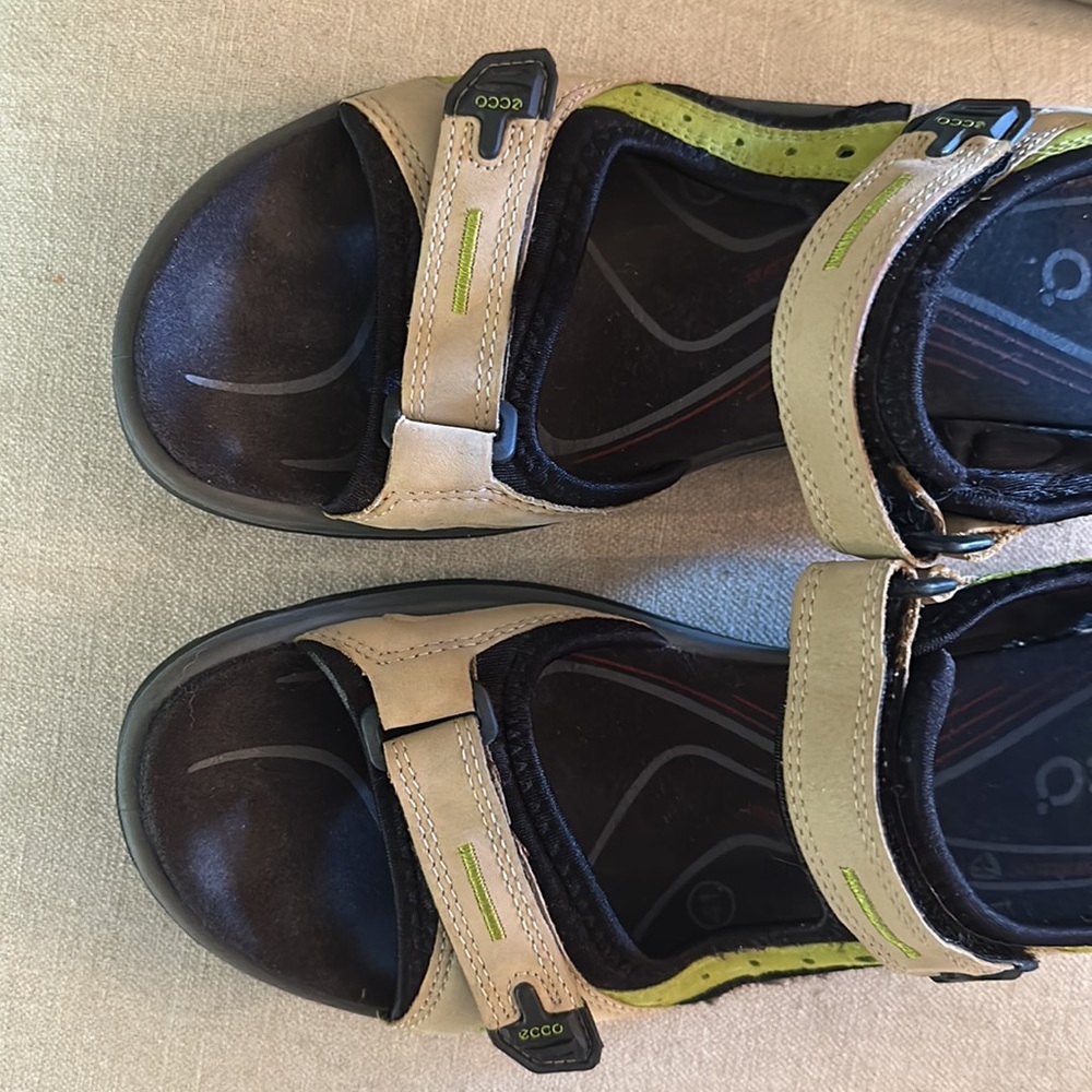 ECCO Women’s Adjustable Sport Leather Sandals Tan Black Size 10-10.5 (41) - Picture 5 of 10
